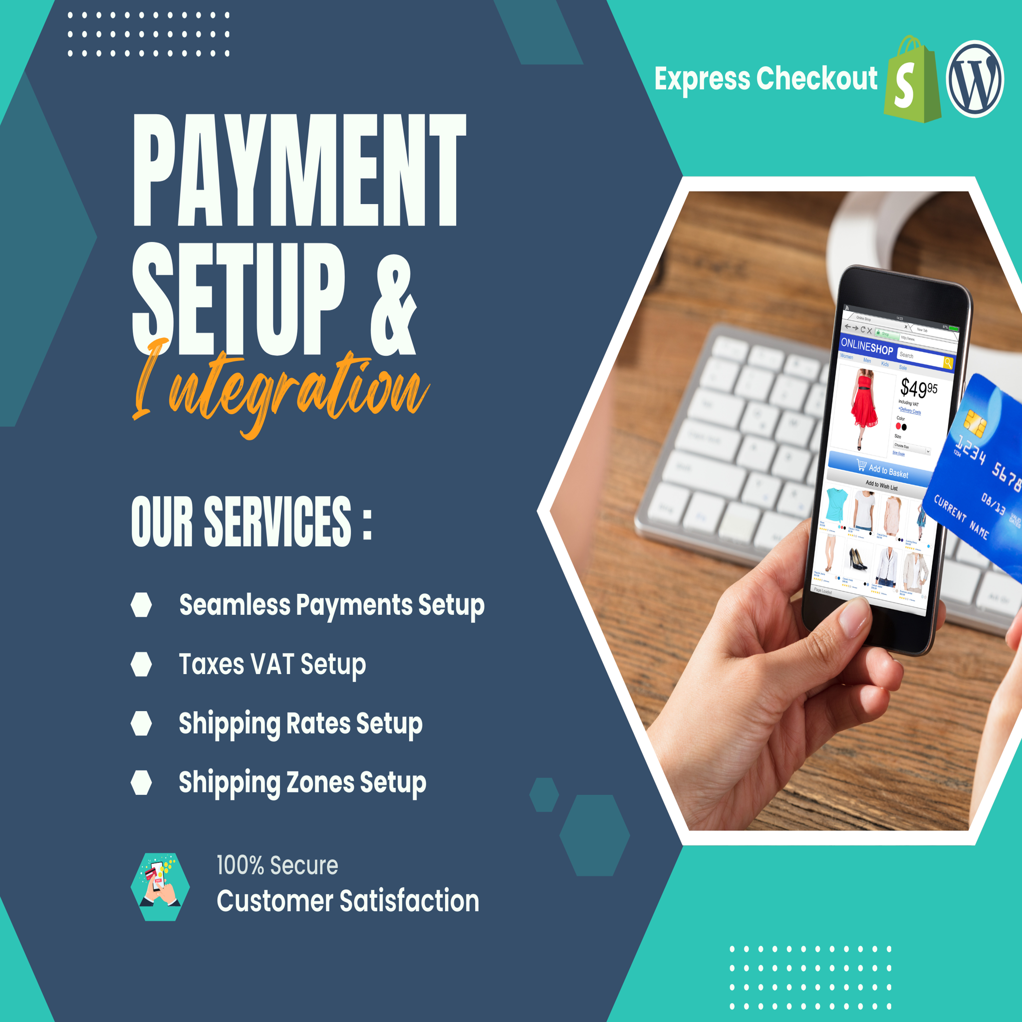 A Secure Payment Gateway Integration, Shipping ,Taxes setup into your store